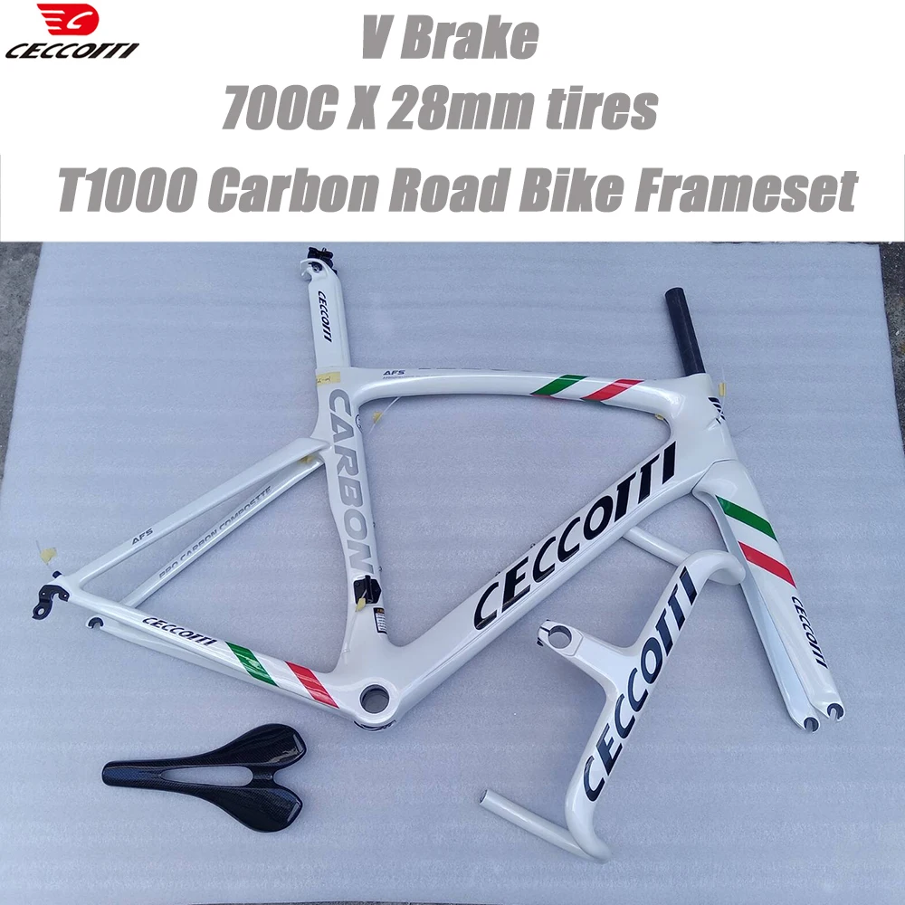 

Бренд Ceccotti RF09 модель 700C Рама шоссейного велосипеда Максимальные шины 28 мм V-Brake Велосипедная рама жемчужно-белого цвета Карбоновая рама