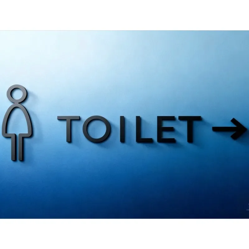 3D Acrylic Bathroom Sign Self-Adhesive Modern Minimal Restroom Door Plaque Sticker Decor Gift for Business Office Home Shop