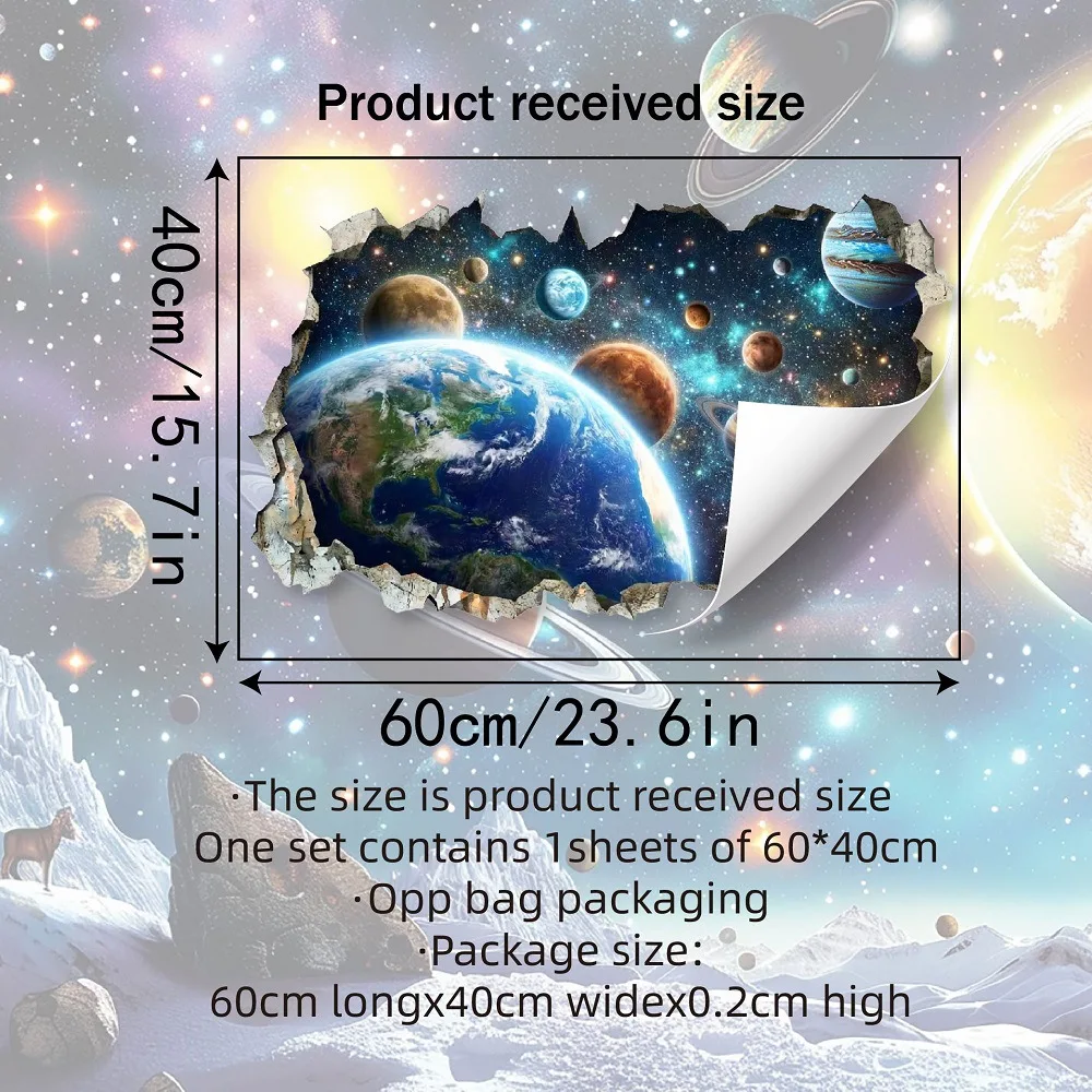 

Outer Space Planet Sticker Wall Decors For Children Boys Room Realistic Earth Sticker Self-Adhesive Wallpaper For Backgrounds