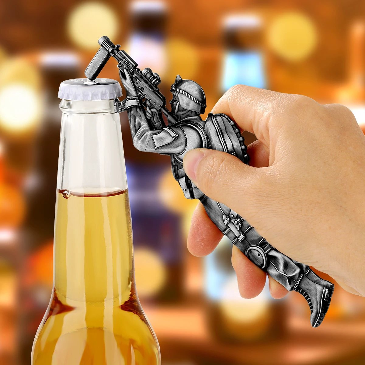 Vintage Soldaten-Gewehr-Statue Flaschenöffner aus Metall, Einzigartiges Bar-Werkzeug für Hausbar und Küchendekoration, Geschenk für Militärfans – Detail 7