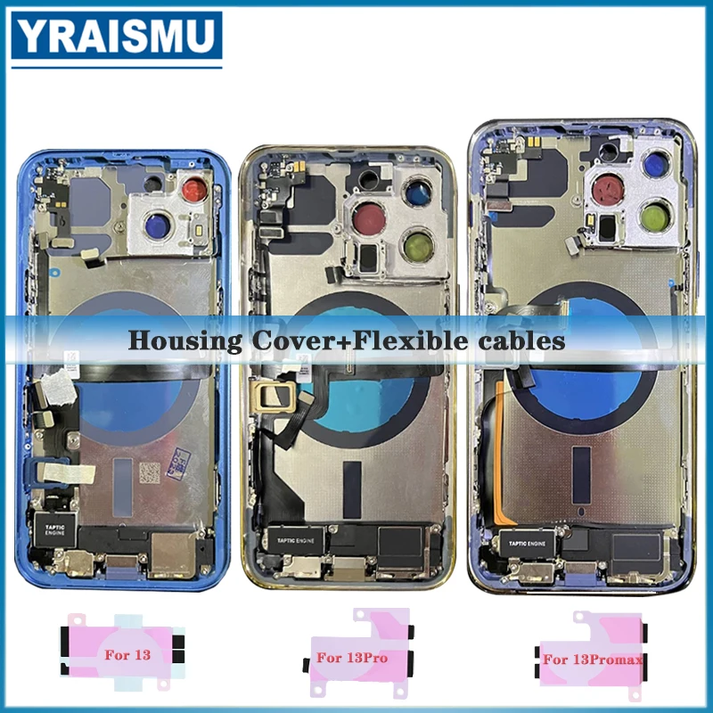 Full Back Cover For Iphone 13 Pro Max / 13 Pro / 13 Housing Battery Middle Chassis Frame Assembly Door Rear with Flex Cable for iphone 14 plus 100set battery adhesive strip sticker