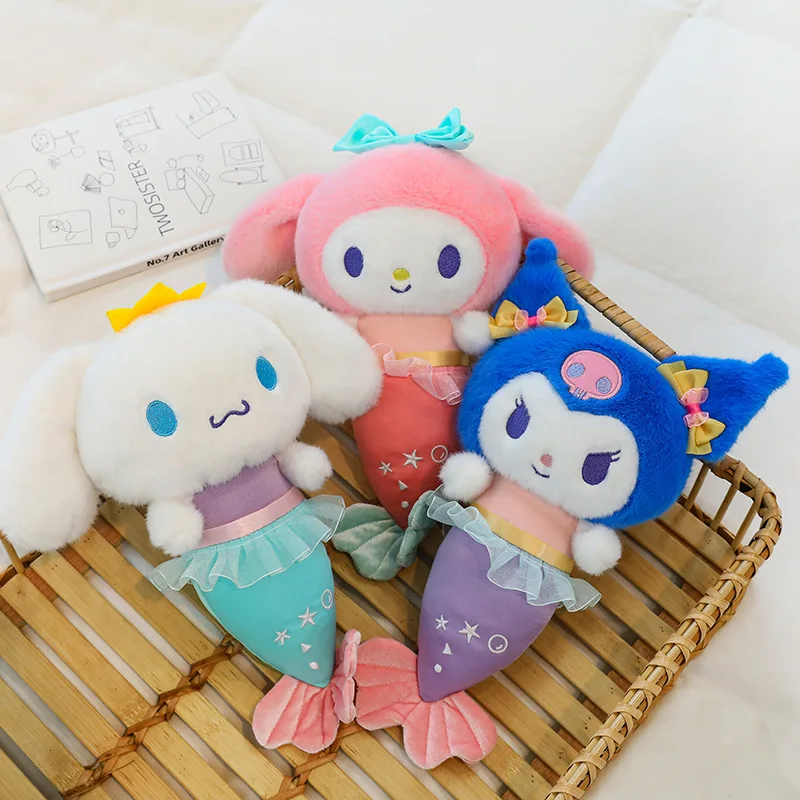 28/35/50/65cm Kawaii Anime Sanrio Cinnamoroll Kuromi My Melody Stuffed Plush Toys Creative Cartoon Cute Mermaid Pillow Kid Gift