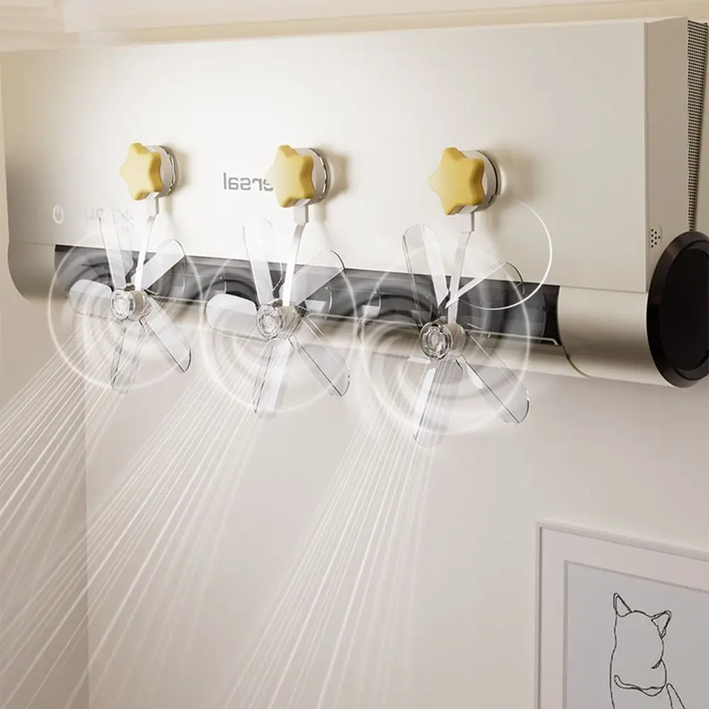 

3Pcs Suction Cup Air Conditioning Ventilator Wall Mounted Windmill Shaped Conditioning Guide Fan Anti Direct Blowing