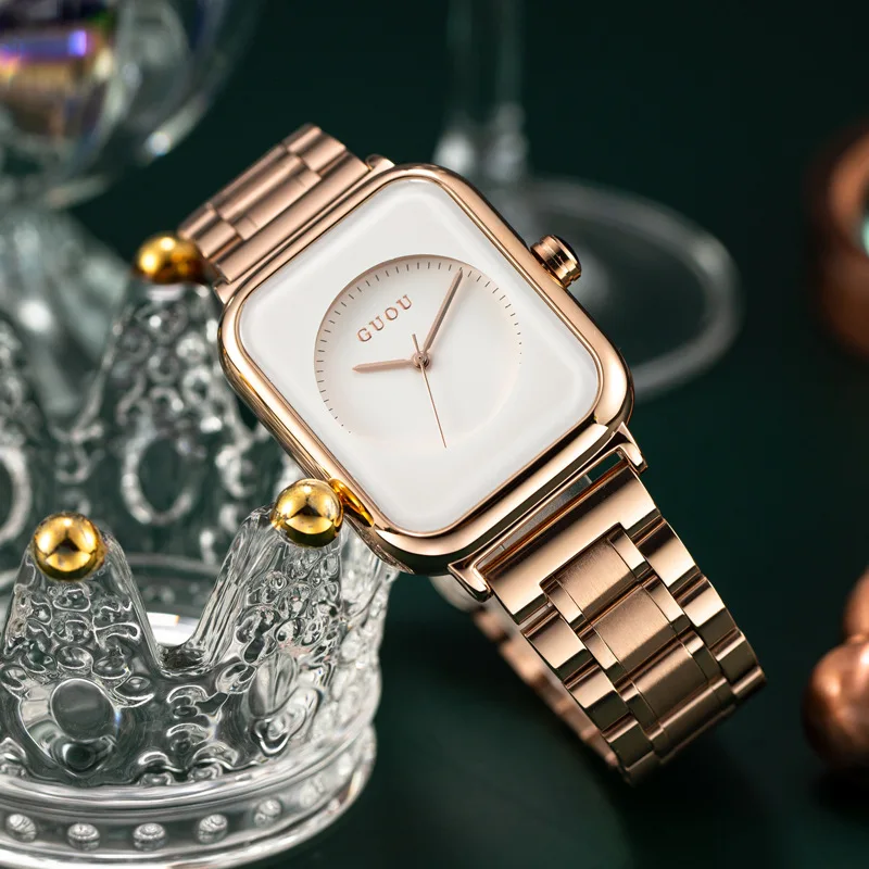 

New SquareFaced Leather Strap Women'S WatchA Fashionable And Trendy Minimalist Fashion WatchKorean Style Quartz Watch For Women.