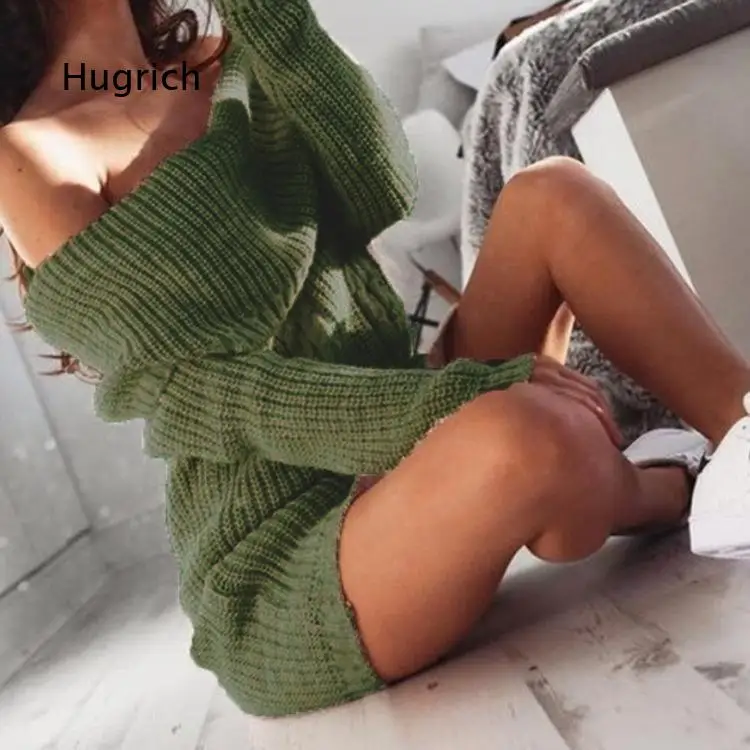 Women Off Shoulder Knit Bodycon Dress Long Sleeve Slim Fit Midi Dress For Fall Winter Casual Party Daily Wear