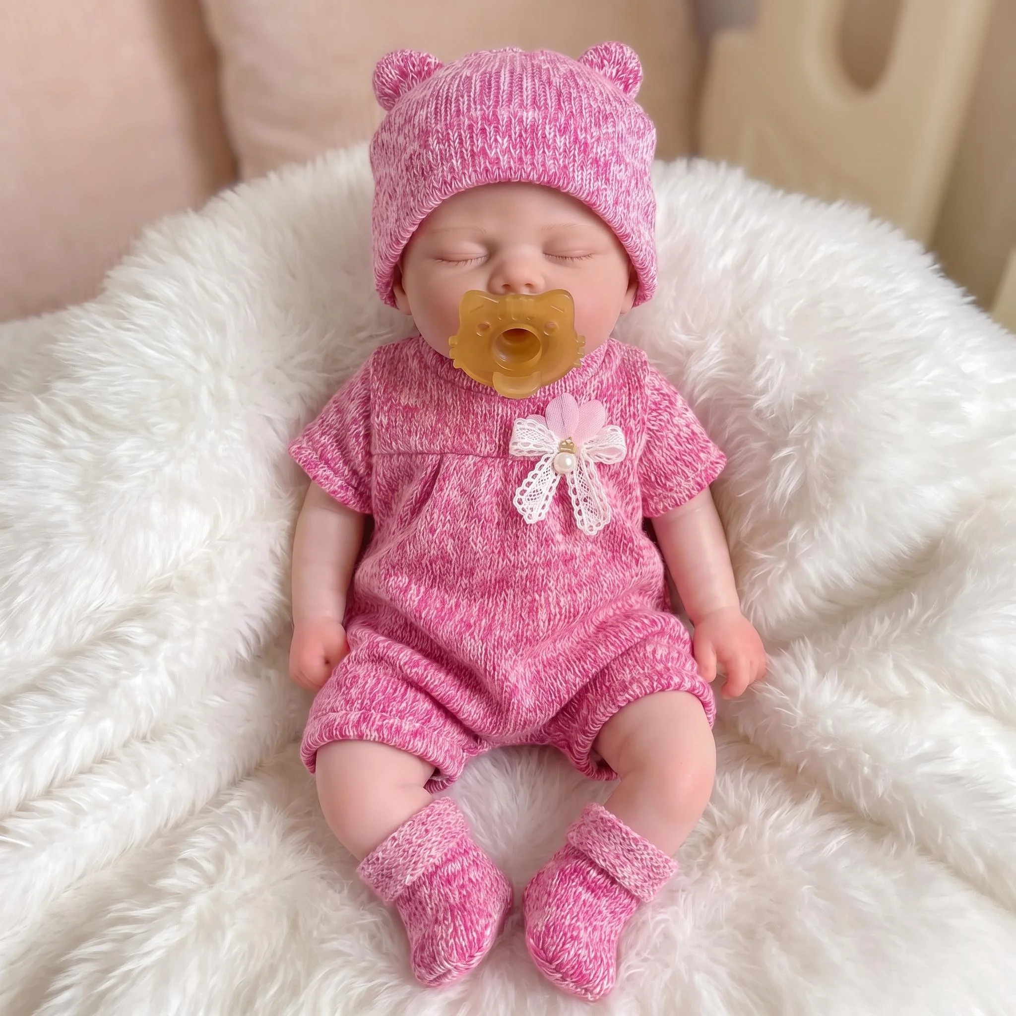 NPK 12inch Premium Quality Super Soft Platinum Solid Silicone Doll Pickle Reborn Baby In Version Mouth Can Open Random pacifier