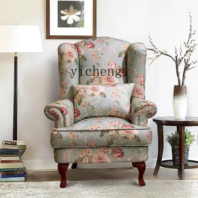 u3 rural Mediterranean pastoral floral living room balcony tiger chair light luxury cotton and linen fabric