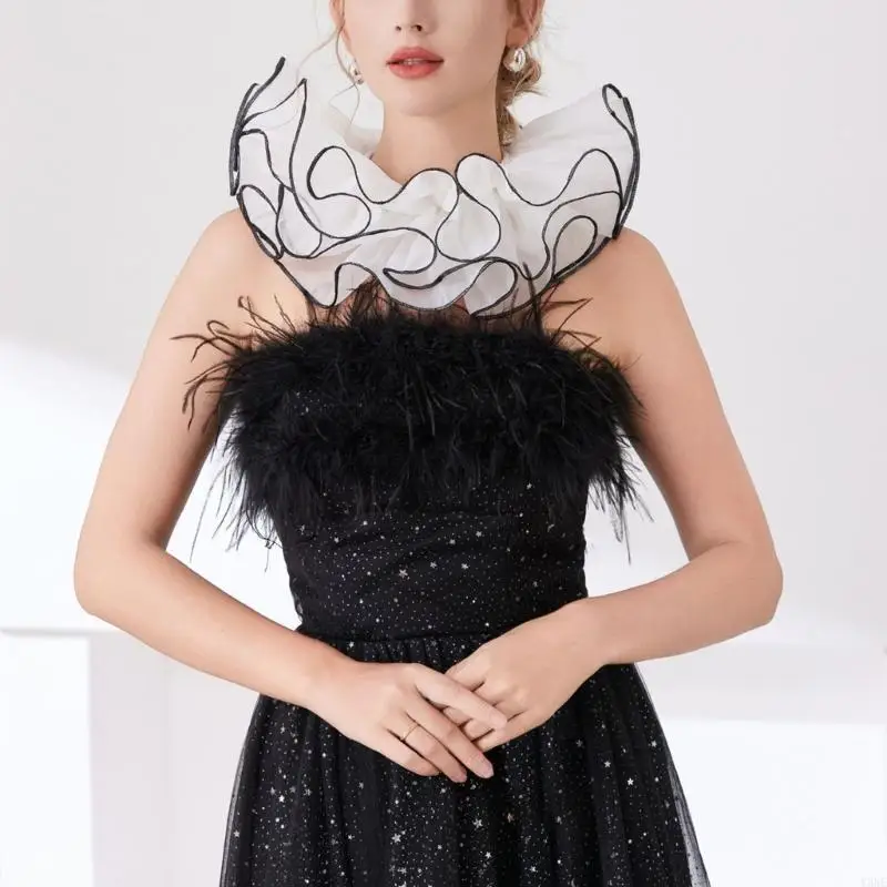 Y3neゴシックレースカラーハロウィーンアクセサリー大人のための子供たちコスプレ通気性ポリエステル