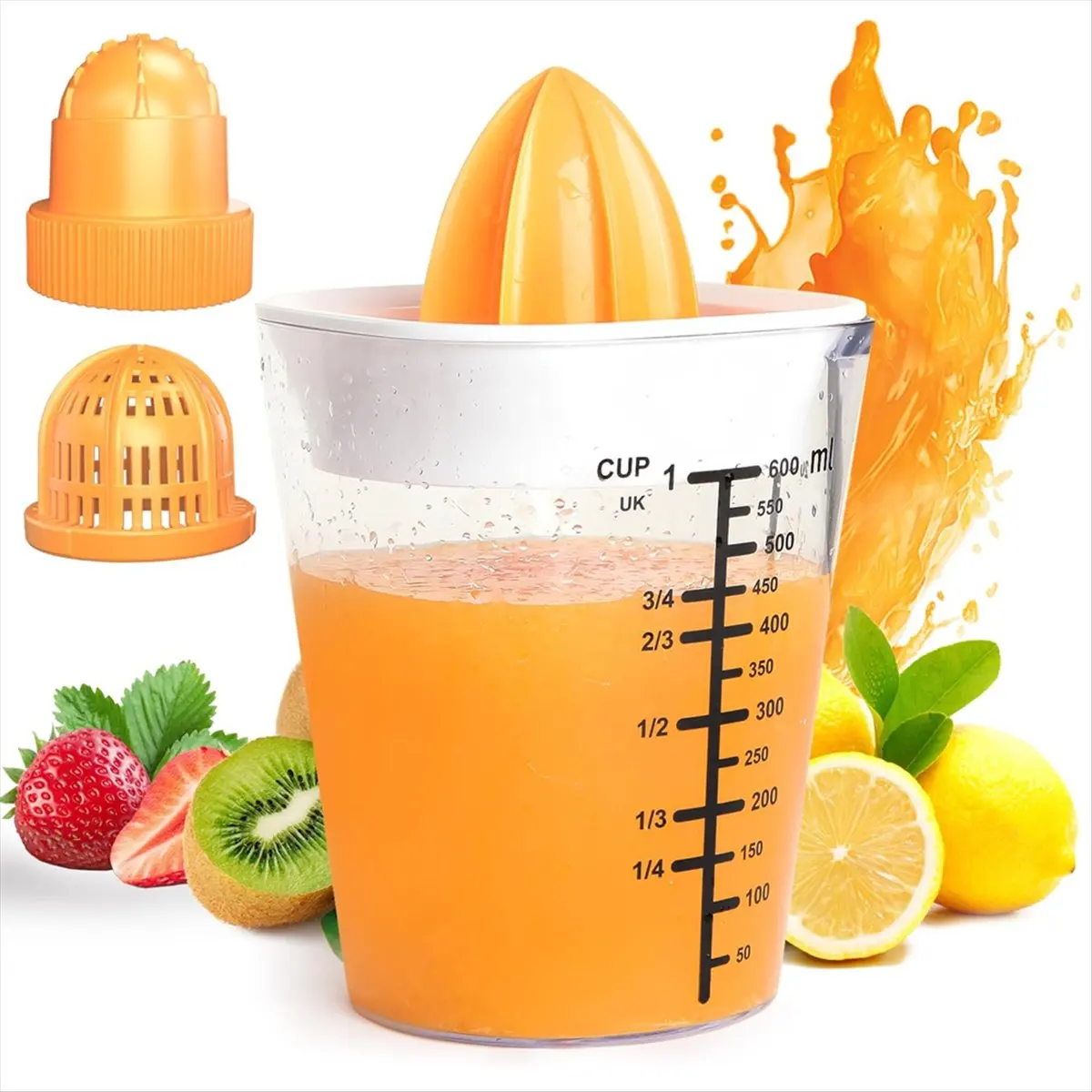 2026 Trend Hand Juicer, Multifunctional Manual Juicer, Lemon Squeezer, 600ML(20 Ounce)for Fruit Juice & Jam (White)
