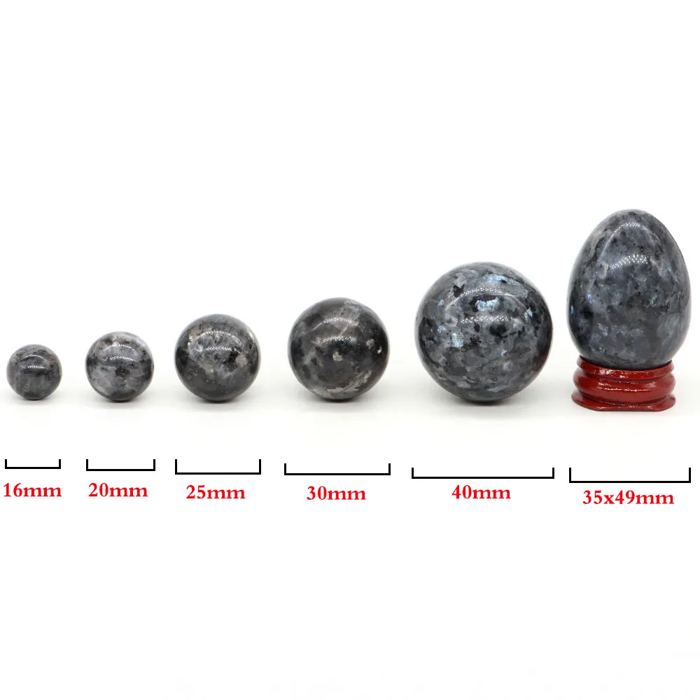 6 Size Natural Stone Black Larvikite Crystal Sphere Reiki Healing Gems Mineral Specimen Globe Ball Egg Chakra Home Decor Gifts