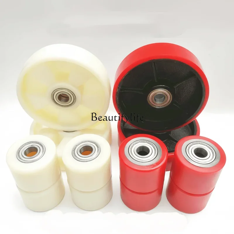 

CManual forklift wheel set assembly Hydraulic polyurethane PU nylon wheel