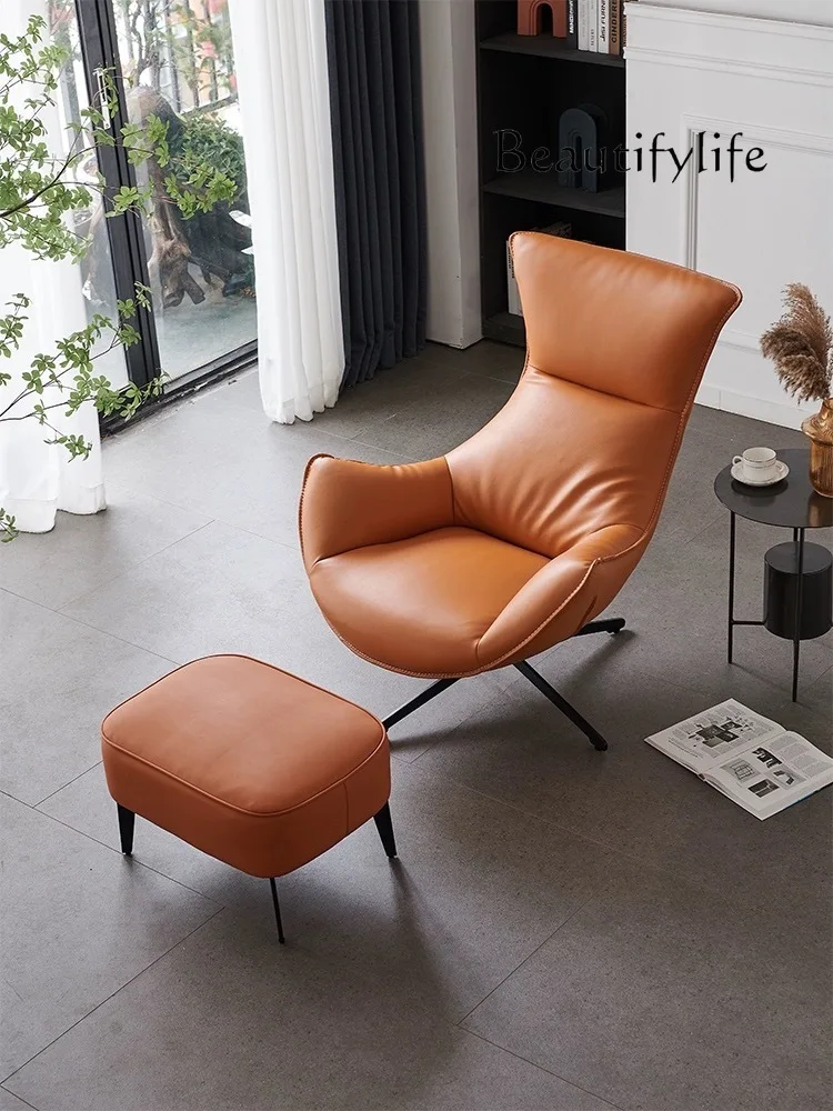 Single Leather Swivel Chair Lobster Chair Internet Celebrity Lazy Leisure Italian Light Luxury Advanced Living Room Chair