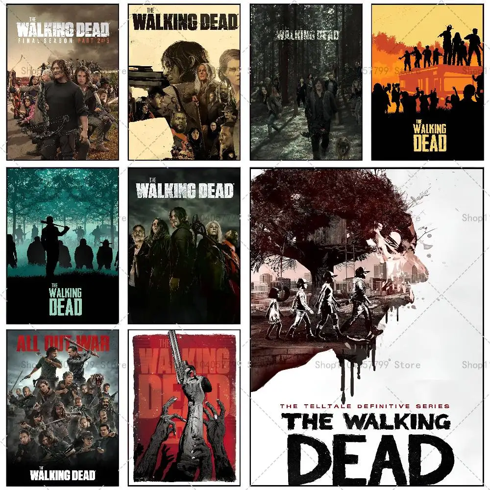 Game T-The Walking Dead Poster Self-adhesive Wall Mural Art Waterproof Sticker For Bar Room Decor High Quality Print Gift