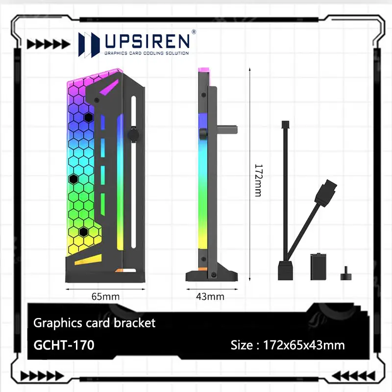 UPSIREN GCHT-170 Graphics card holder/5V 3pin ARGB male and female connector/Magnetic design at the bottom/Sliding adjustment