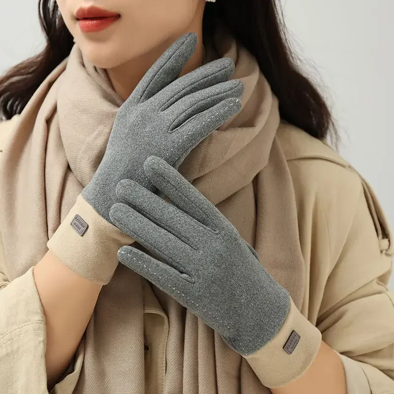 女性用冬用手袋、豪華な断熱材付き、かわいい学生用防寒タッチスクリーン、サイクリングや運転用の新しい防風手袋