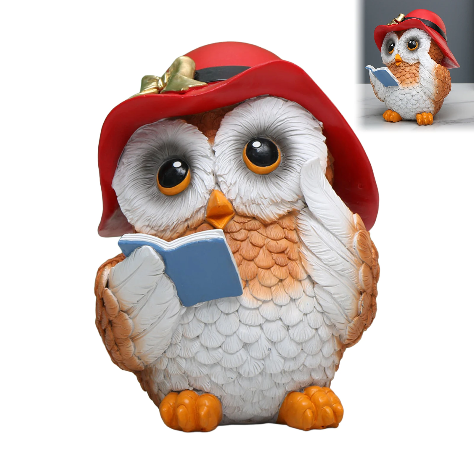 

Мультяшная фигурка совы, декоративное украшение из смолы, креативный декор для сада, подходит для украшения стола, сада, офиса.