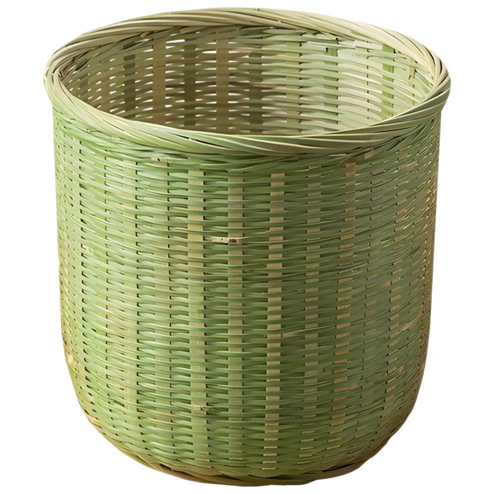 

Bamboo Green Woven Basket Hand Baskets Tabletop Bread Storage Vegetable Holding Head Layer