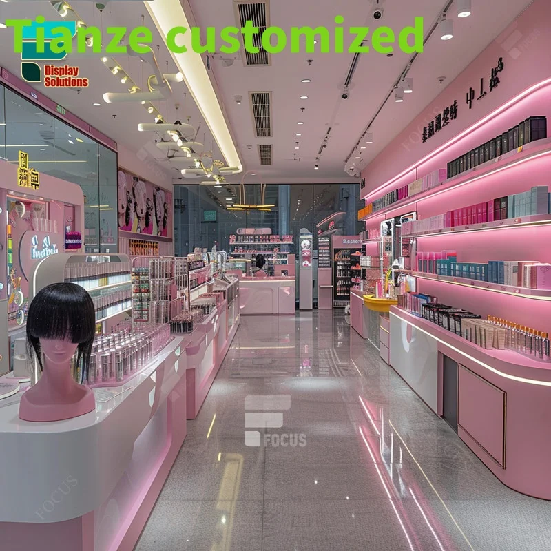 

Customized-Cosmetic Stand Display Perfume Counter Display Wig Wall Displays Beautiful Cosmetic Kiosk