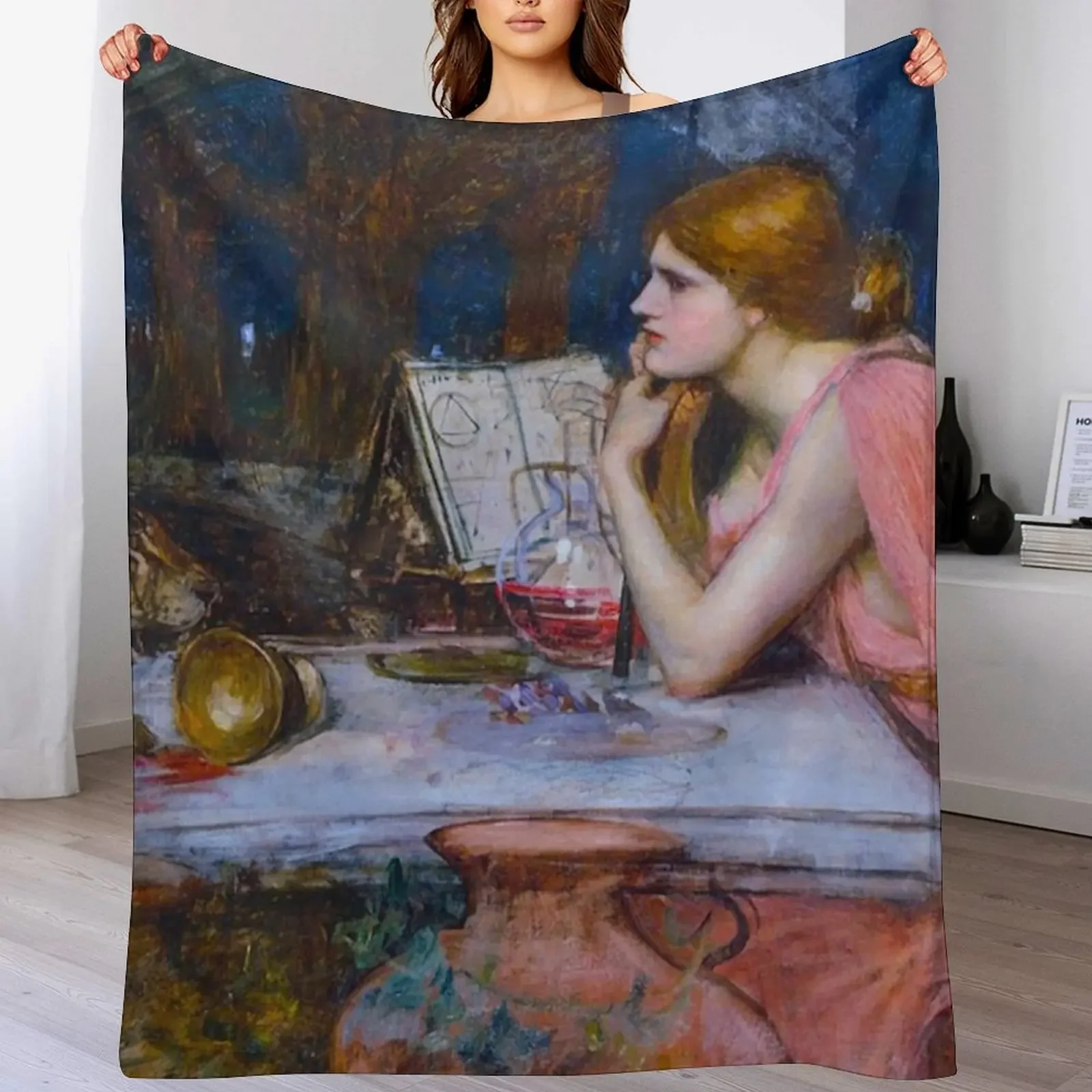 THE SORCERESS - JOHN WILLIAM WATERHOUSE Throw Blanket Men's Soft Warm Throw Blanket for Couch