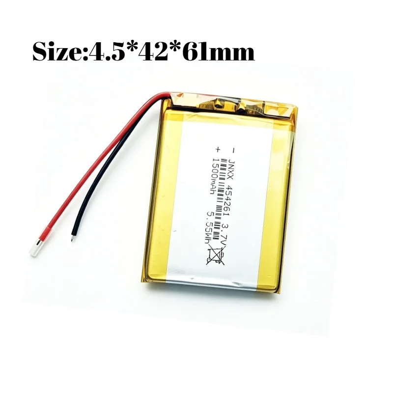 New 454261 3.7V 1500mAh Polymer Li Lithium Lipo Battery Thermistor 3 Wires for Camera MP4 Driving Recorder DIY Bluetooth Speaker