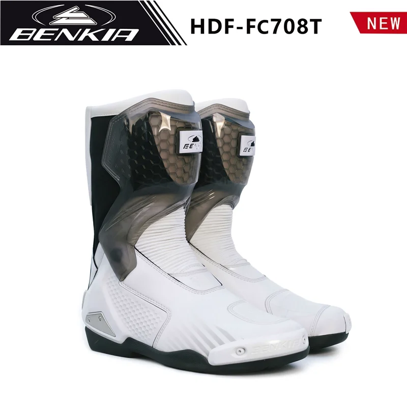 BENKIA HDF-FC708T Off-Road Motorcycle Bota Professional Track Riding Rally Boot Cowhide Waterproof Racing Anti-Collision Boots