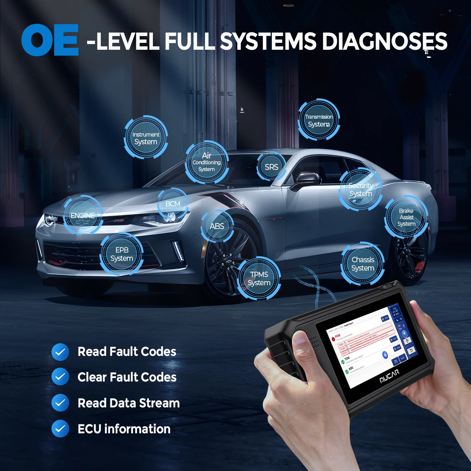 MUCAR-Outil de Diagnostic Automobile VO6 OBD2, Lecteur de Code, Programmeur de Clé, Vin existent avec 28 + Réinitialisation, Test Actif Canonique