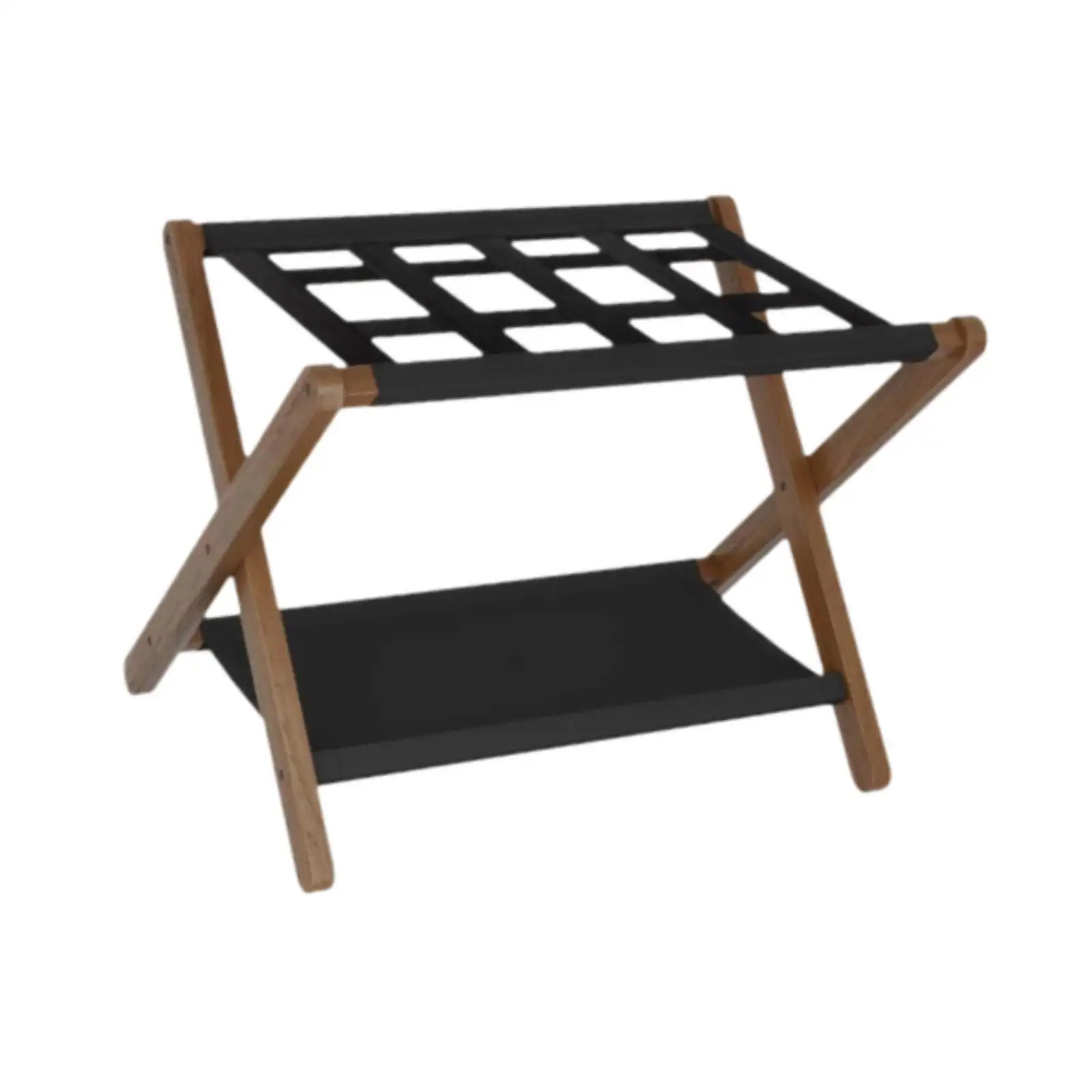 Foldable Luggage Rack Organizer Portable Multifunctional with Shoes Shelf 2 Tier
