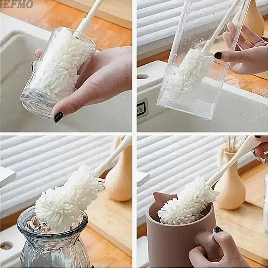 Long Handle Dish Washing Brush Sponge Cup Cleaner No Dead Corner for Wine Glasses,Thermos,Baby Feeding Bottles Clening Tools