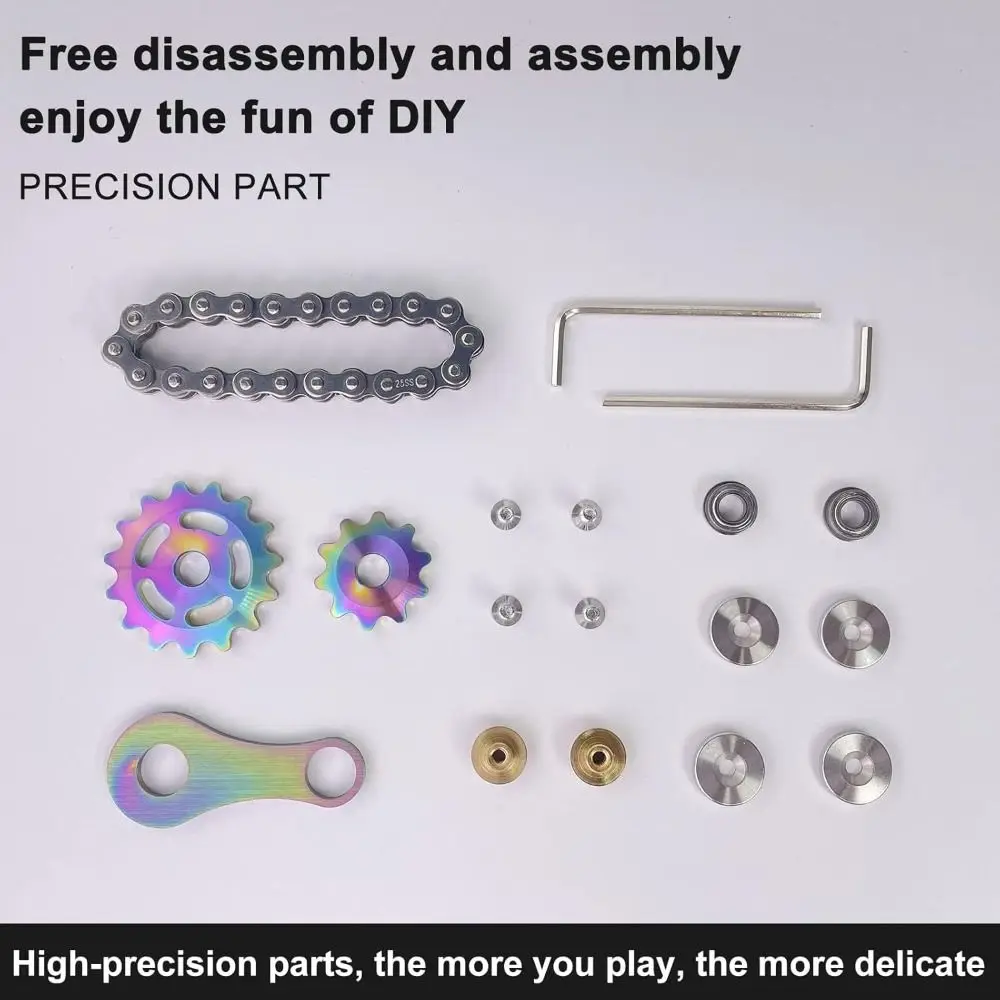 Nouvelle roue en métal Fidget Spinner multicolore en acier inoxydable toupie nouveauté chaînes durables engrenage