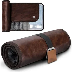 Travel Toiletry Bag for men, PU Leather Water Resistant Universal Personal Hygiene Bag Roll Up Dopp Kit,Travel Essentials