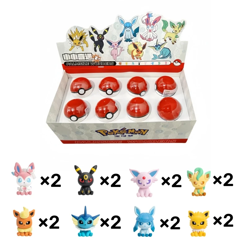 Pokemon Anime Poke Ball Actionfiguren Minipuppen von Dragonite Sylveon Gengar Vulpix von echtem Originalmodell Ornament Spielzeug Geschenk