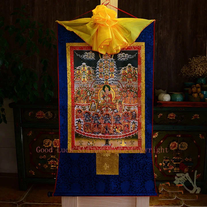 Wholesale Buddhist supplies-120CM LARGE--Buddhism Guru Rinpoche Padmasambhava Buddha Convert Thang-ga Thangka Buddha painting