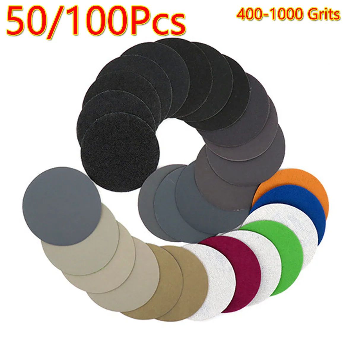 

50/100Pc 3Inch Sanding discs 75mm Waterproof Sandpaper Hook Loop Sand Paper 400-10000 Grit Assorted for Wet Dry Metal Polishing