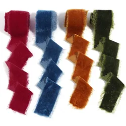Handmade Frayed Edging Velvet Suede Cloth Ribbon For Wedding Invitation Wrapping Bouquets Birthday Party Decorations Gifts