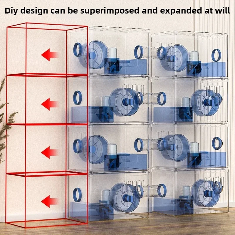 Hamster Cage Acrylic Luxury Villa Golden Bear Special Double Room Separate Oversized Cheap Bite-proof Feeding Box - view 3