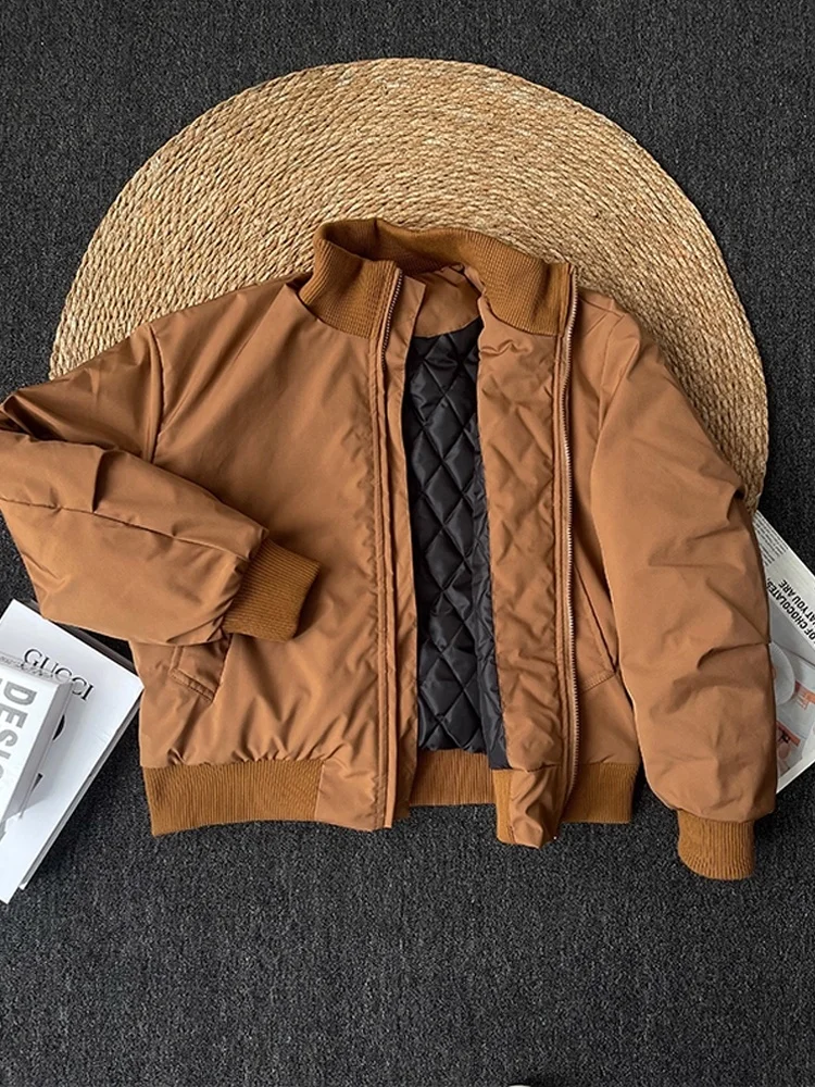 

Мужская хлопковая летная куртка Winter Thiened ort Sle, стеганая теплая полиэфирная волокно, длинная застежка-молния, чистый цвет