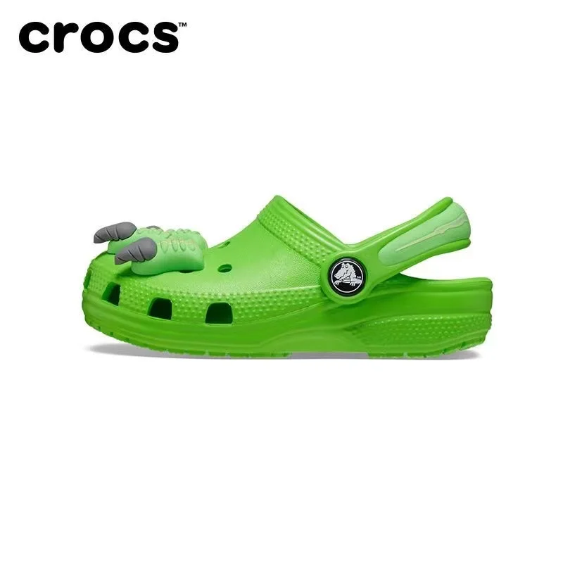 Original Crocs chico dinosaurio Kawaii dibujos animados lindos niñas niños sandalias niños zapatillas zapatos con agujeros antideslizantes playa hogar zapatos regalo