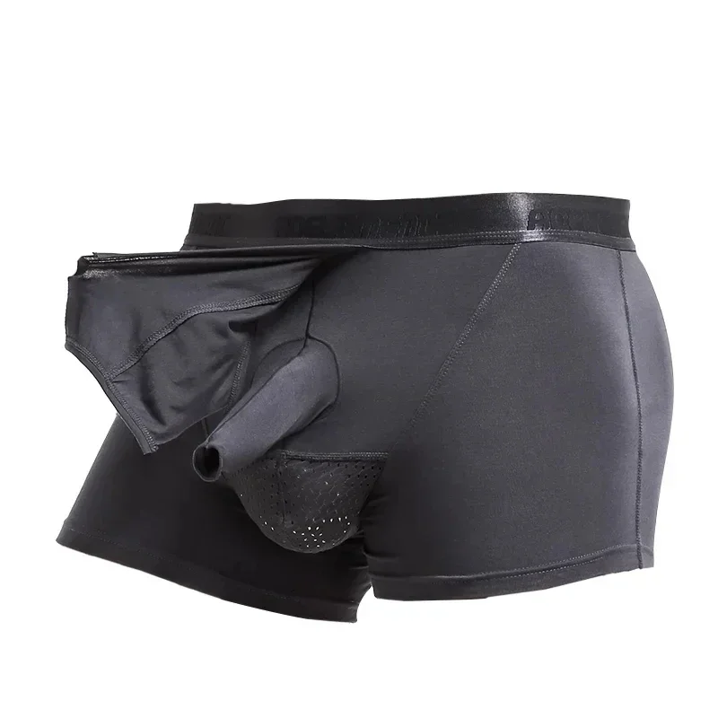 Men's underpants with bullet separation, overly long blocking shorts, Modal scrotal support briefs