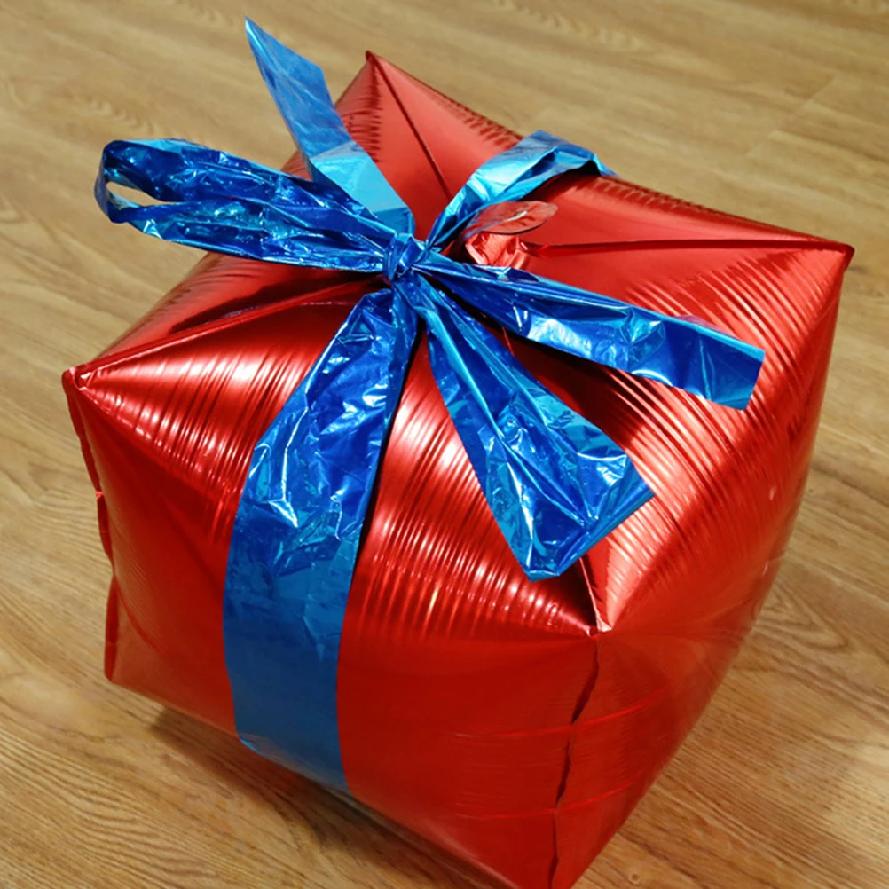 

2 Pcs Christmas Balloon Gift Box Centerpieces Party Aluminum Foil Balloons Decorations
