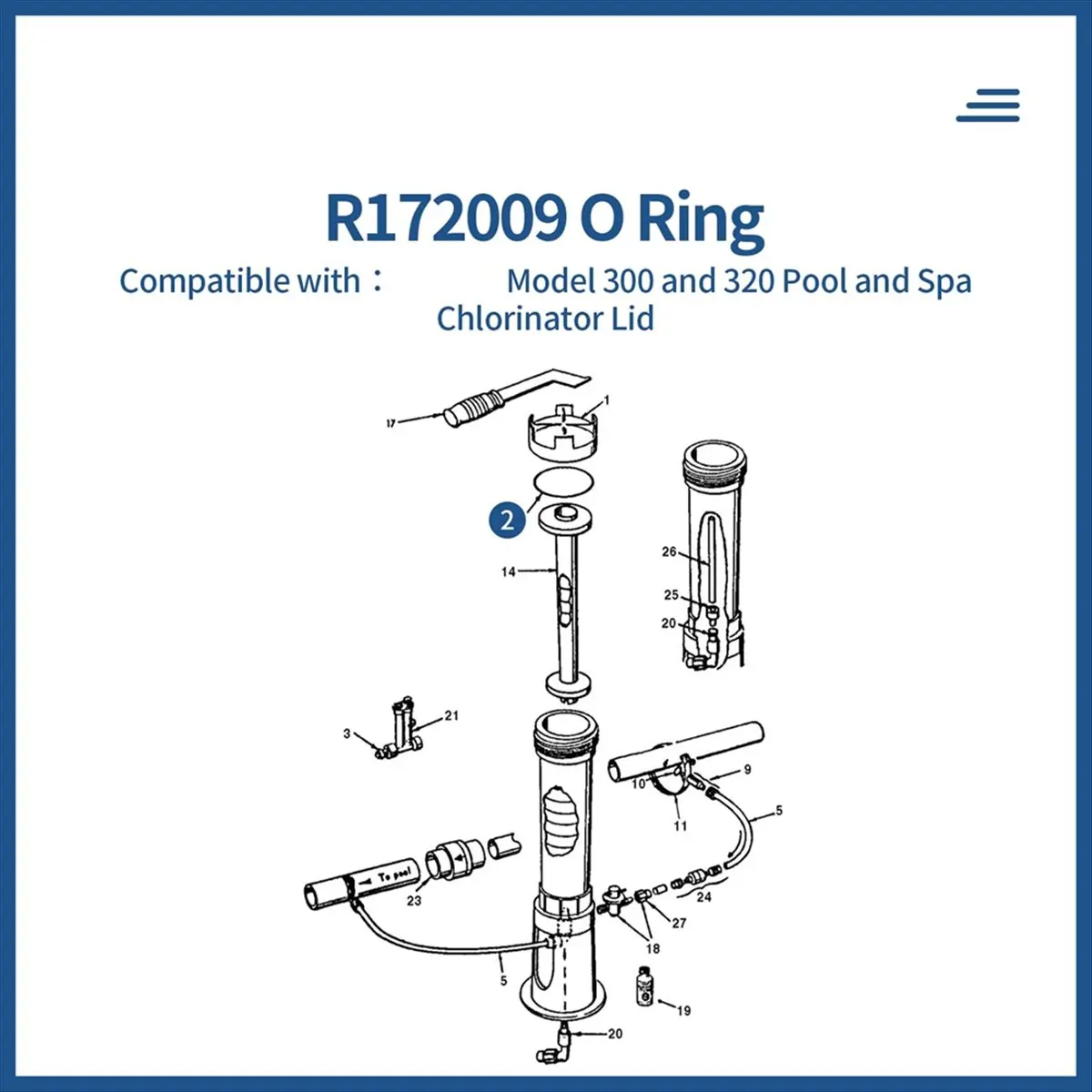 AA77 NEW  R172009 O-Ring for Model 300/320 Pool and Spa Chlorinator Lid (6 Pack)