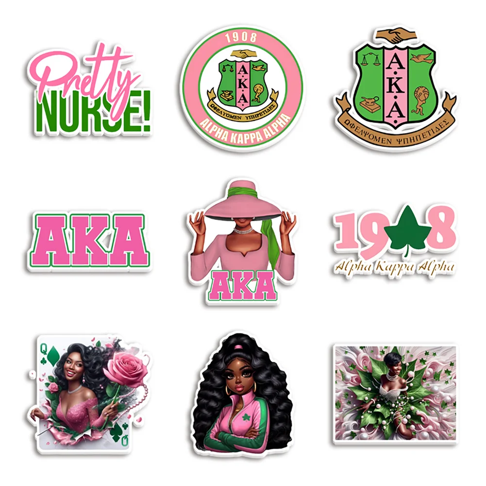 10pcs/lot Alpha Kappa Alpha AKA Sorority Resin Planar Transparent Glitter Acrylic Flatback for Charms Keychains Badge Craft Supp