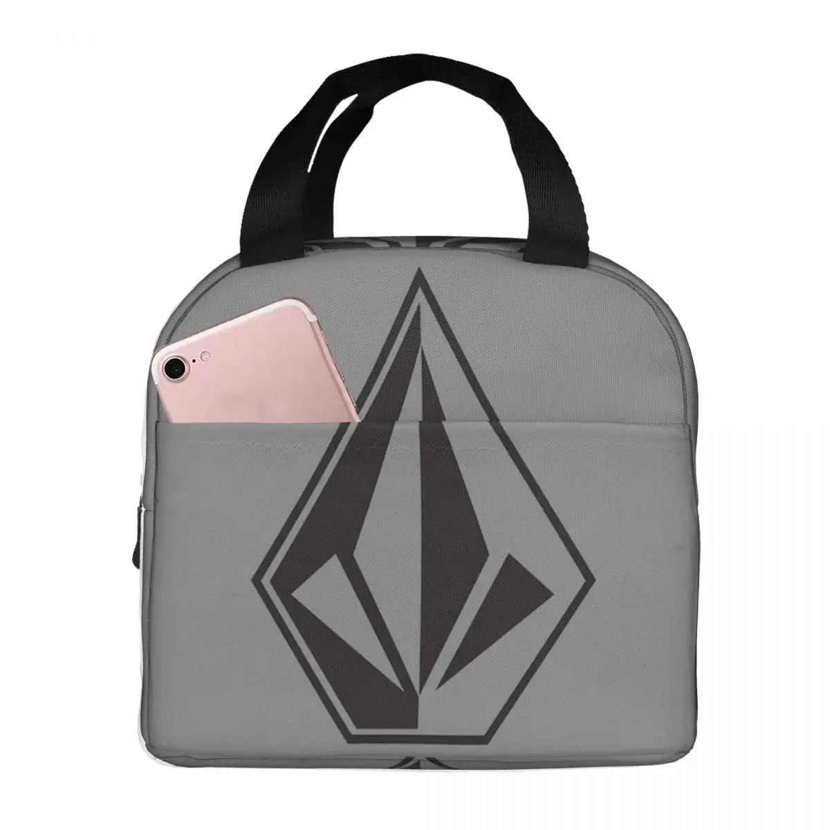 White Diamond Logo Insulated Lunch Bags High Capacity Volkom Reusable Cooler Bag Tote Lunch Box College Picnic Men Women