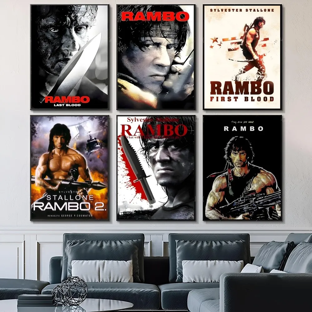 Classic Movie Rambo First Blood Self-adhesive Art Waterproof Paper Sticker Coffee House Bar Room Wall Decor