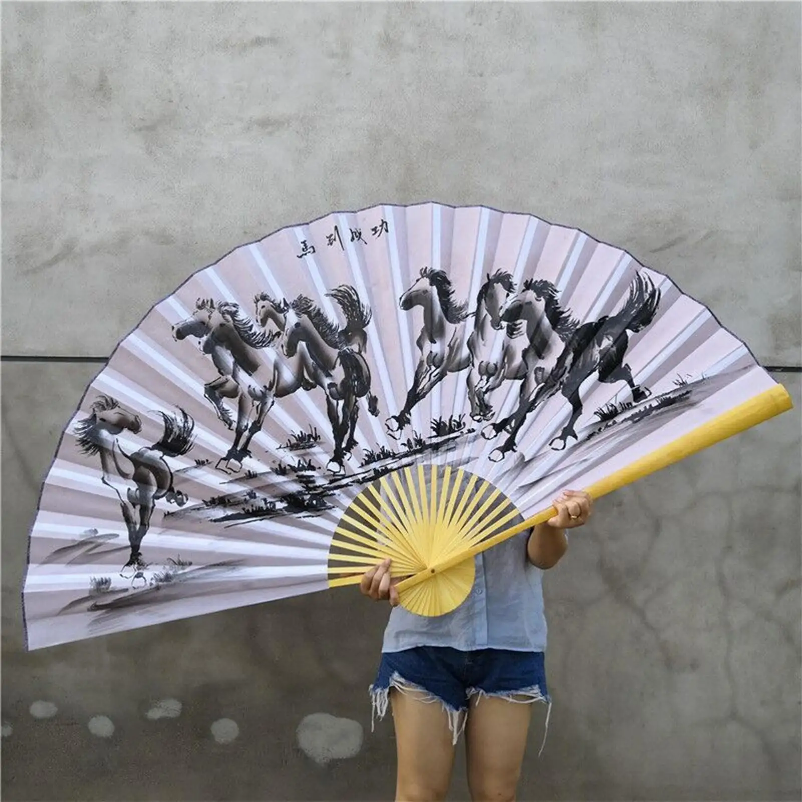 1PC Folding Bamboo Fan Large Big Hand Classical Wall Mount Fan Living Room Decor Plum Fans Chinese Decoration Wedding Gifts