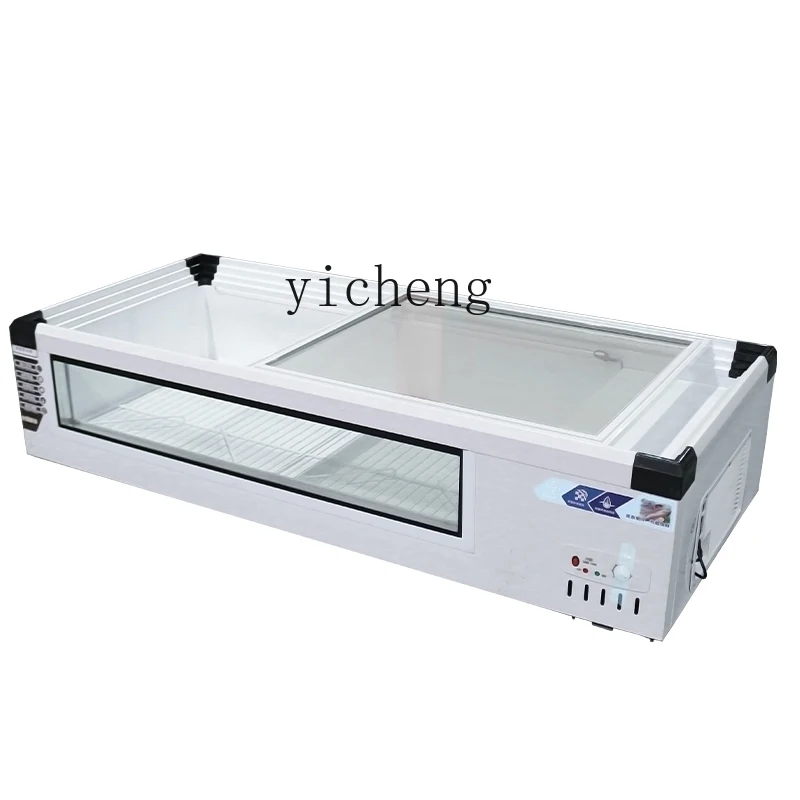 Lodówka chłodnicza ZZ, witryna chłodnicza, witryna chłodniczo-mrożeniowa pozioma do przechowywania świeżej żywności, mobilna witryna do grillowania.