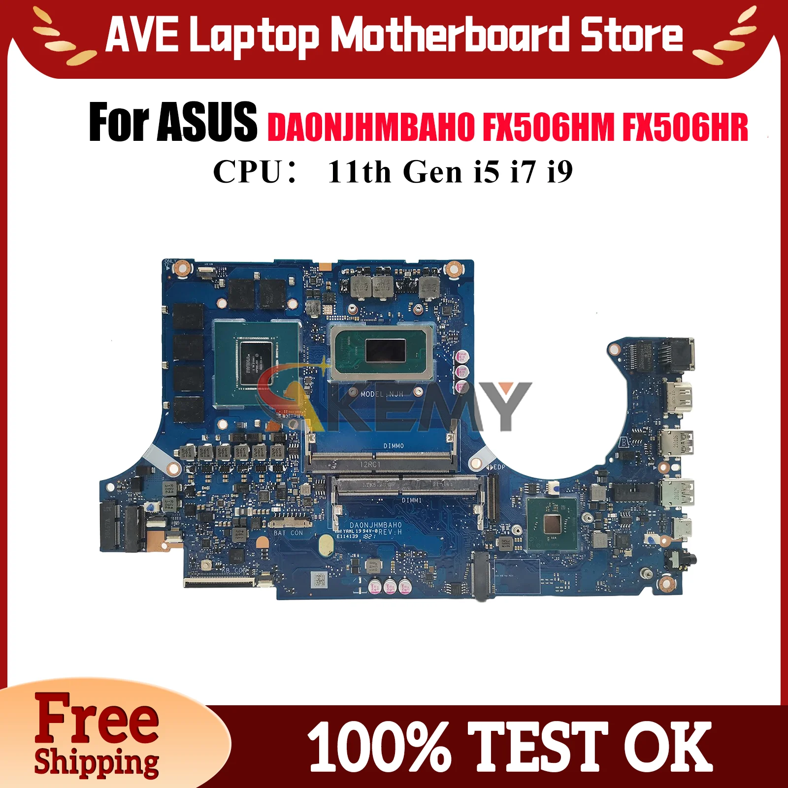 

DA0NJHMBAH0 Laptop Motherboard For ASUS TUF Gaming FX506HM FX506HR FX506H Mainboard W/ 11th Gen i5 i7 i9 100% tests OK fast ship