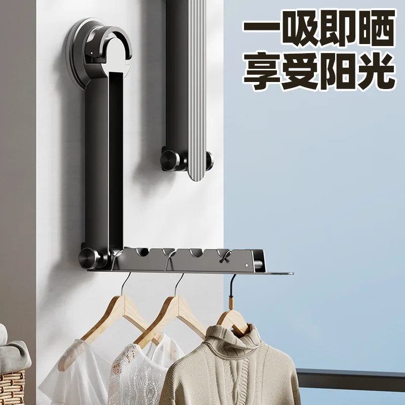 No punching suction cup folding drying rack aluminum alloy telescopic folding drying rack travel portable simple door hook