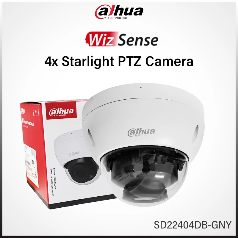 Dahua 4MP PTZ Camera 4x Optical Zoom Mini Starlight Dome Security CCTV SD22404DB-GNY Support Face Detection IK10 Lightning-Proof