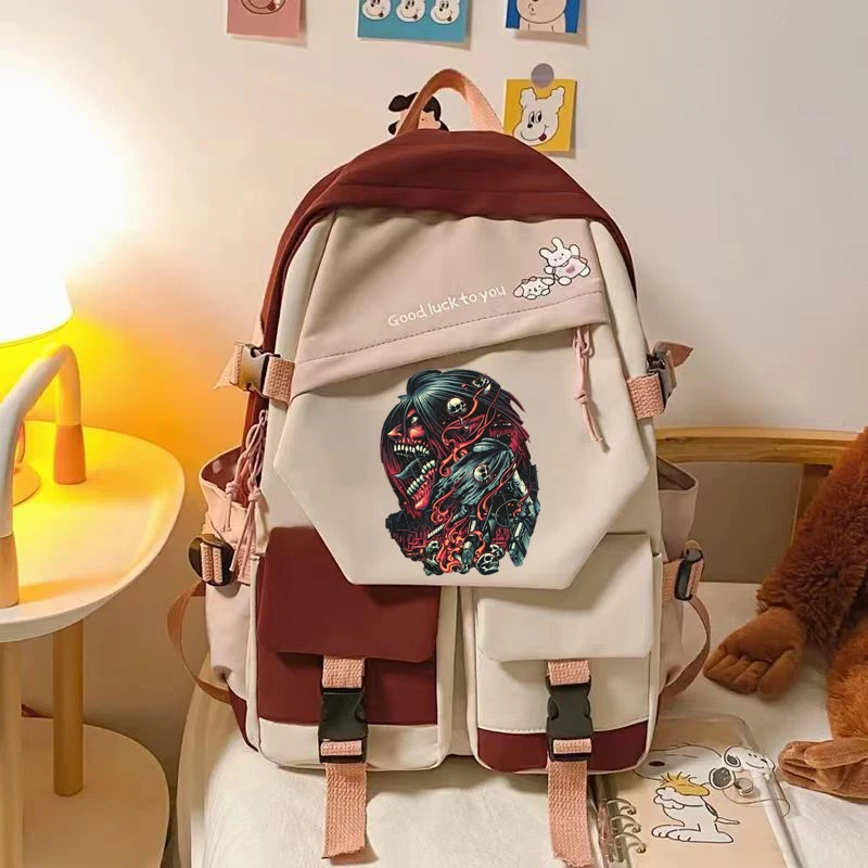 Anime Attack on Titan Shingeki No Kyojin Eren Angry Novelty School Bags Girls School Bag Laptop Travel Student Anime School Bags