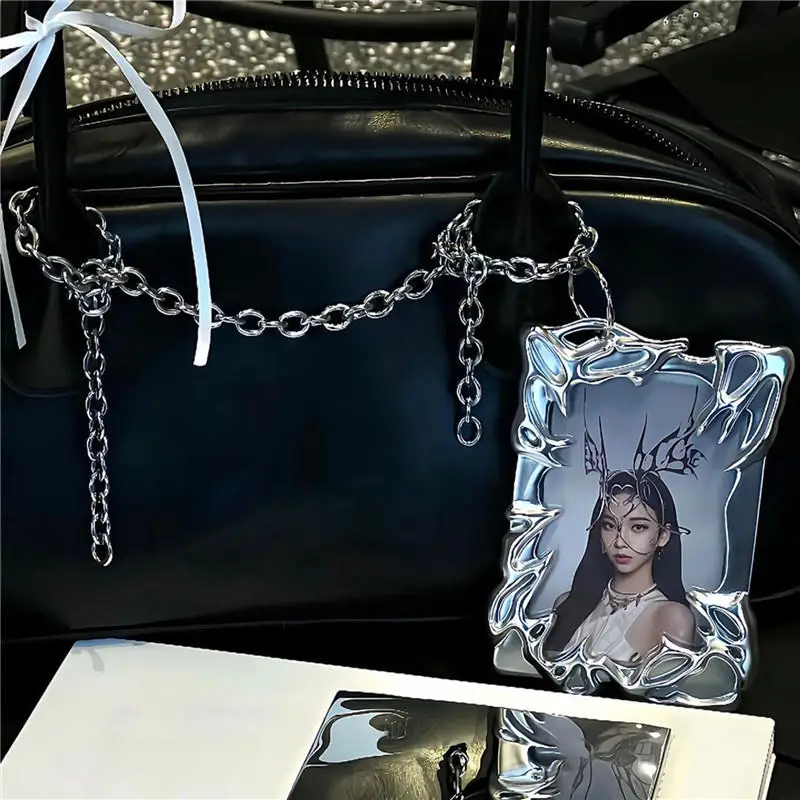 

Creative Silver Metallic Style Bag Pendant Card Holder Texture Photo Card Sleeve Electroplated Special-shaped Photo Frame
